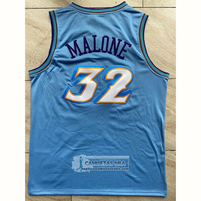 Camiseta Utah Jazz Karl Malone NO 32 Mitchell & Ness 1996-97 Azul
